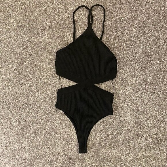 Zara Ribbed Cotton Blend Cut Out Bodysuit Women’s Black Size M - Medium - NWT - Picture 5 of 15